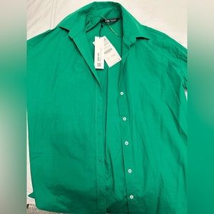 BRAND NEW green poplin oversized shirt